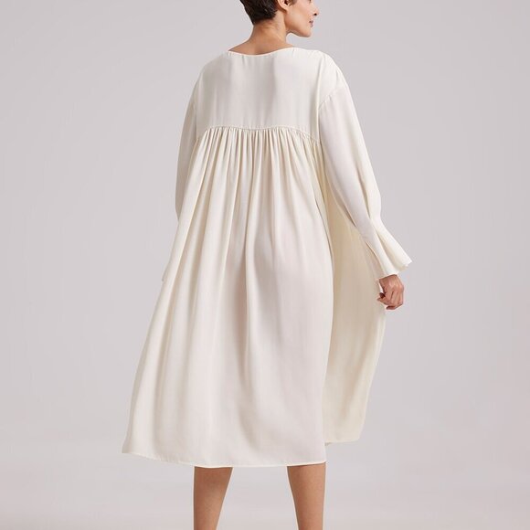 nap Loungewear Burnt Orange Flowy Pleated Midi Dress Sz. S - Picture 8 of 9